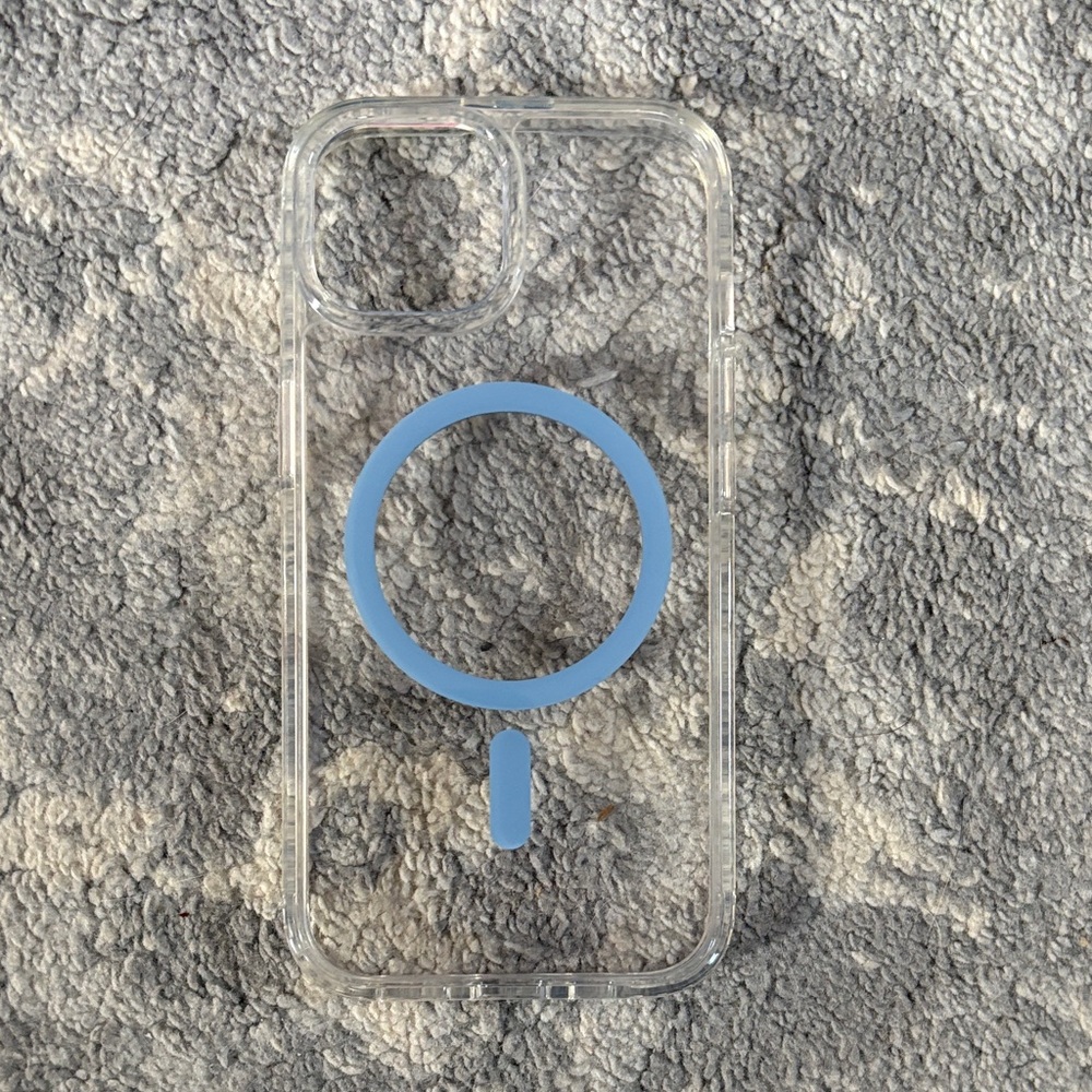 Clear Phone Case iPhone 15 with Blue Ring